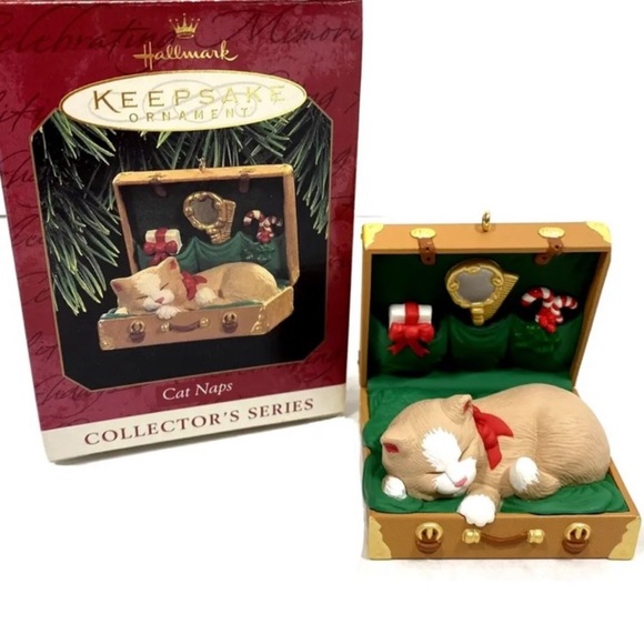 Vintage Hallmark Christmas Ornament 1997 Holiday Keepsakes Cats Naps Kitten Red main image 1